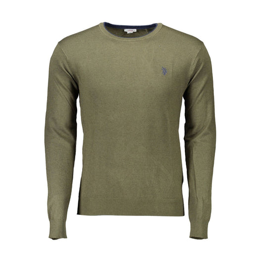 U.S. POLO ASSN. Green Wool Men Sweater with logo embroidery and round neck design