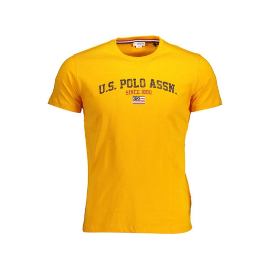 U.S. POLO ASSN. Orange Cotton Men T-Shirt with crew neck and short sleeves, featuring iconic logo print, made of soft, breathable fabric.