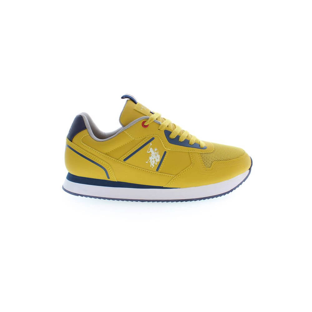 U.S. POLO ASSN. Yellow Polyester Men Sneaker with logo, showcasing sporty design and vibrant color.