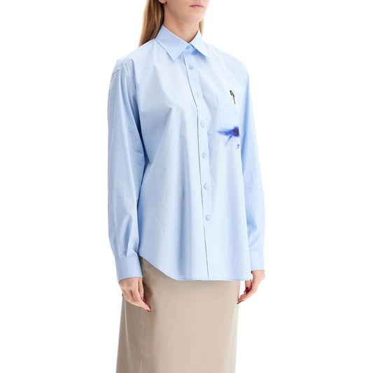 Moschino printed pocket shirt with button Topwear Moschino Light Gray
