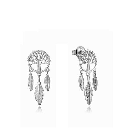 VICEROY JEWELS Mod. 13048E000-00 Silver 925° earrings with tree and feather design, quartz analog, ladies' fashion accessory.