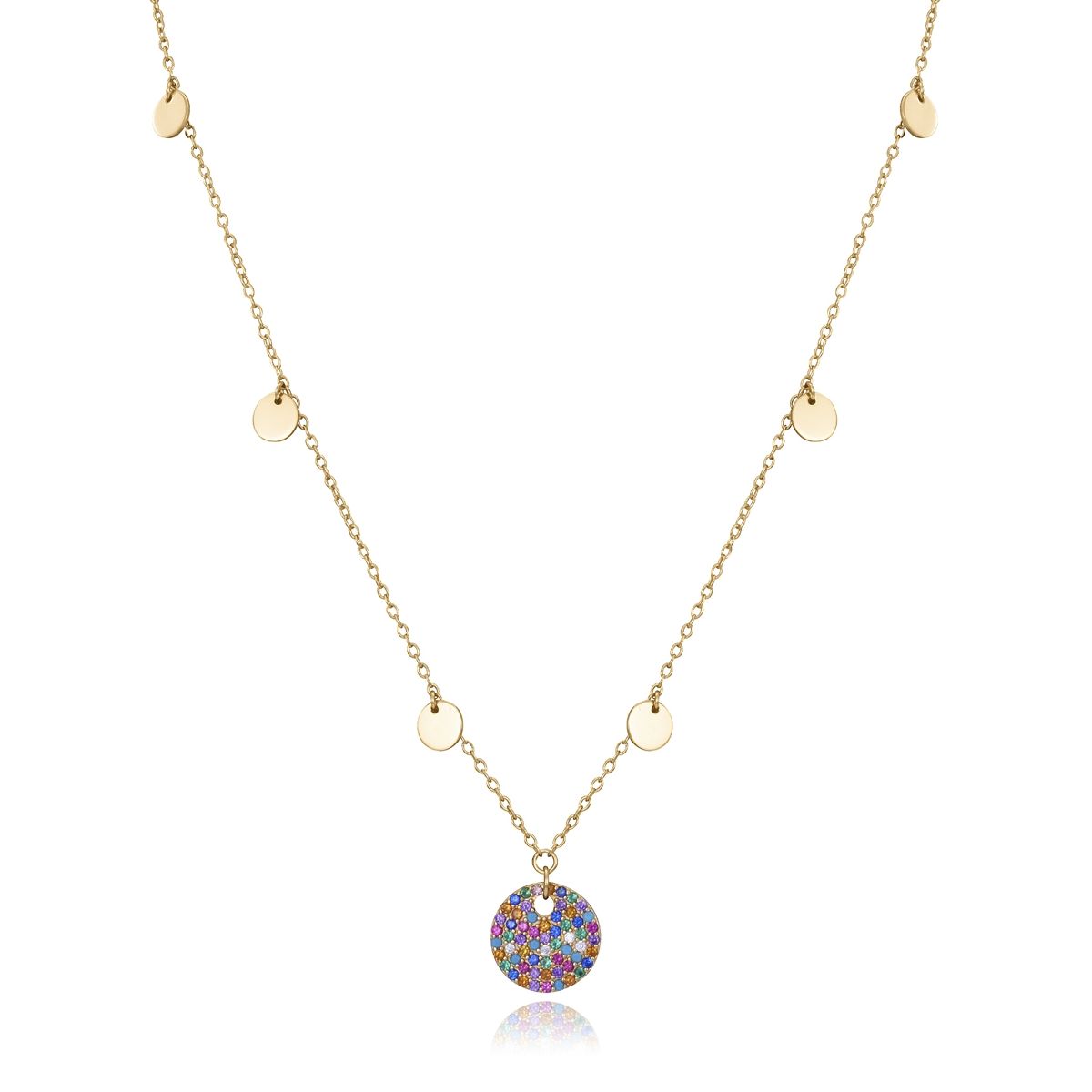 Elegant gold necklace with colorful pendant featuring discs, ideal for stylish women. VICEROY JEWELS Mod. 13071C100-39 for ladies.