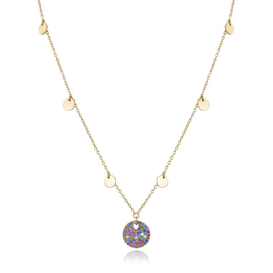 Elegant gold necklace with colorful pendant featuring discs, ideal for stylish women. VICEROY JEWELS Mod. 13071C100-39 for ladies.