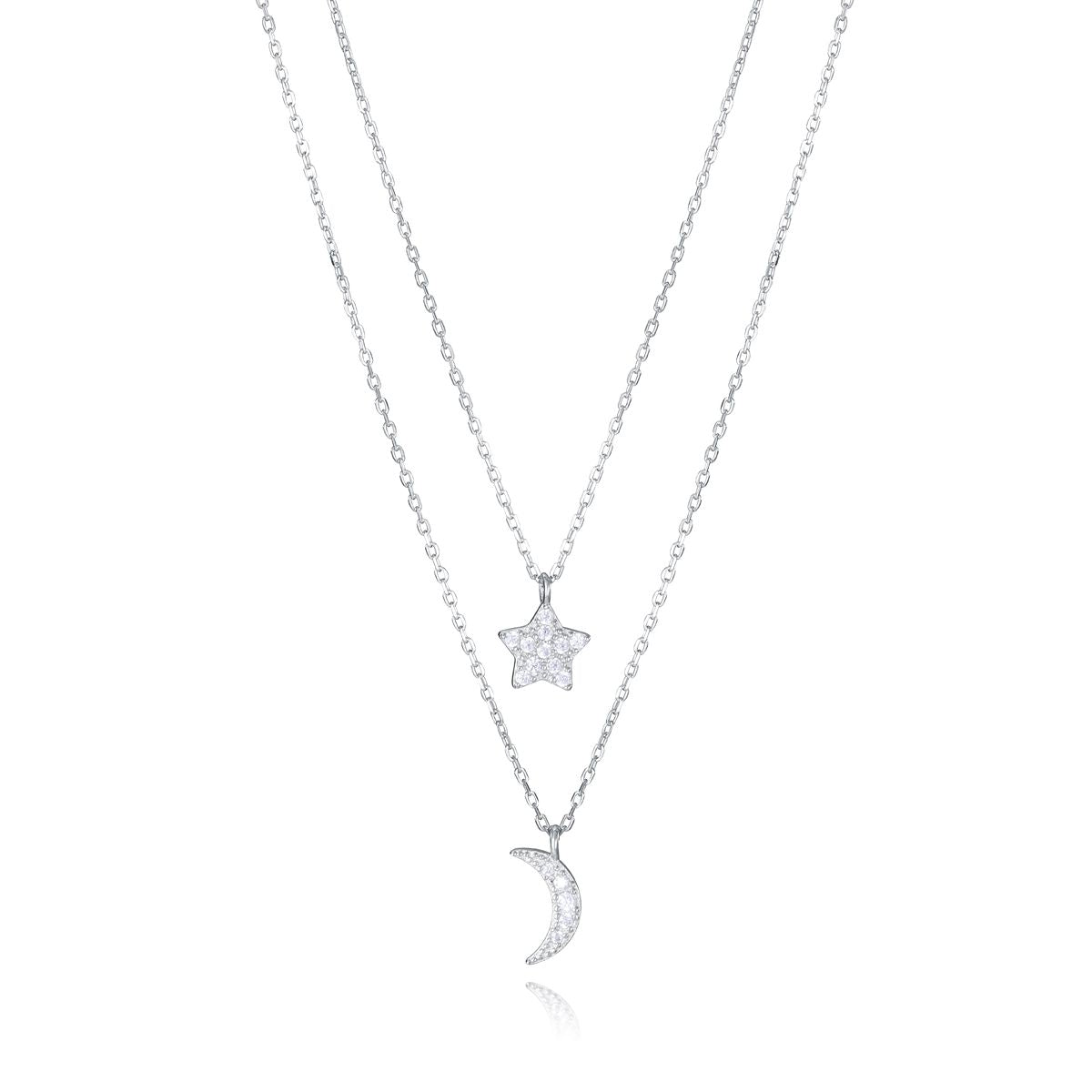 Elegant silver necklace featuring star and moon charms, made of Silver 925°, from VICEROY JEWELS Mod. 13203C000-30 for ladies.