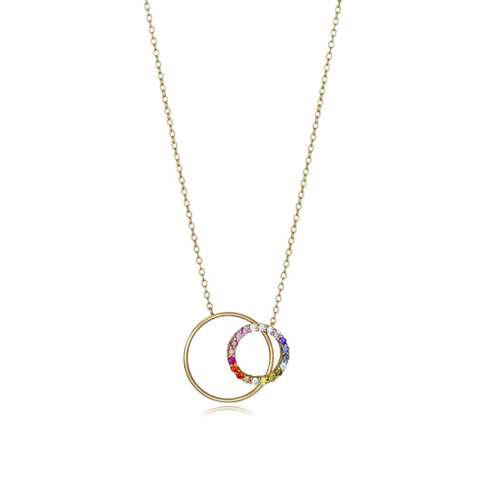 Elegant necklace featuring double hoop design with colorful gemstones, VICEROY JEWELS Mod. 4128C100-39, silver 925°, quartz analog.