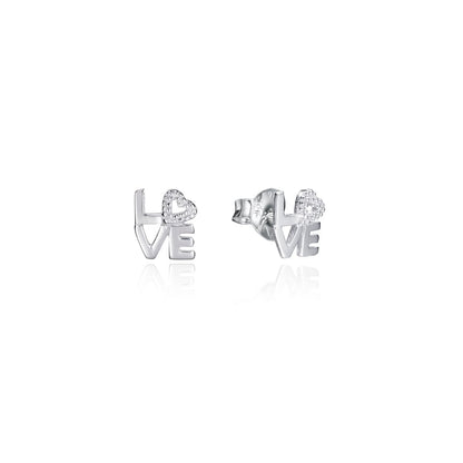 Silver LOVE earrings with heart detail, perfect for special occasions. Ideal for romantic gifts. VICEROY JEWELS Mod. 5083K000-30