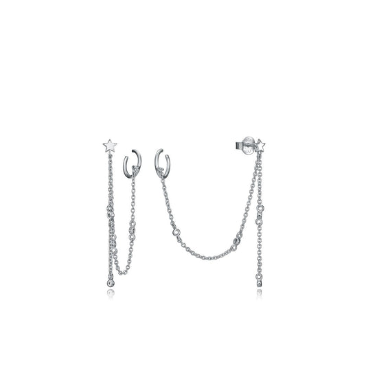 VICEROY JEWELS Mod. 61052E000-08 silver earrings for ladies, featuring a modern design with chain details and star embellishments.