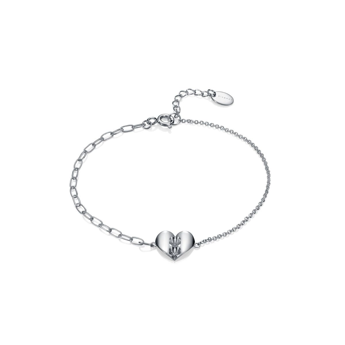 VICEROY JEWELS Mod. 61065P100-36 silver lady's bracelet with heart charm, quartz analog, water resistant, official packaging included.