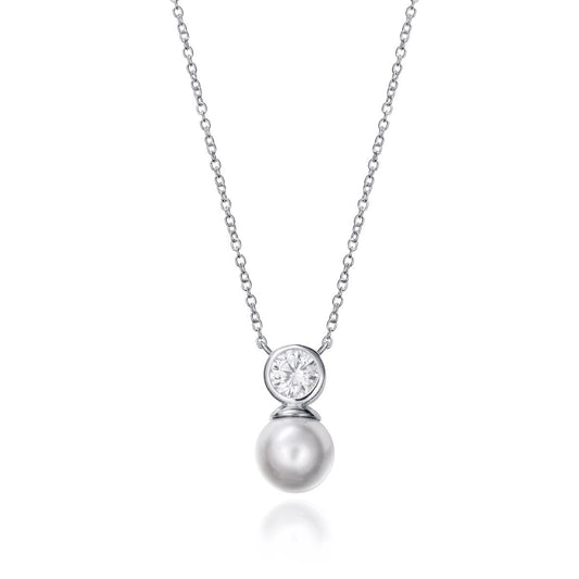 VICEROY JEWELS Mod. 71047C000-68 elegant silver necklace with pearl and crystal pendant, suitable for ladies, quartz movement, 3 ATM water-resistant
