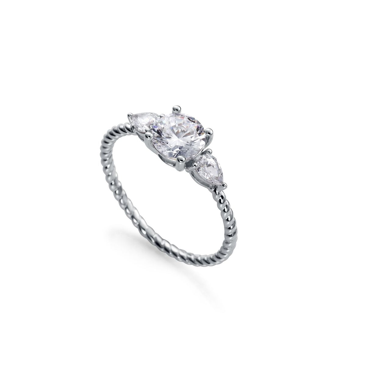 Silver ring with clear gemstones, compatible with VICEROY JEWELS Mod. 7132A012-38, ideal for ladies. Elegant jewelry piece.