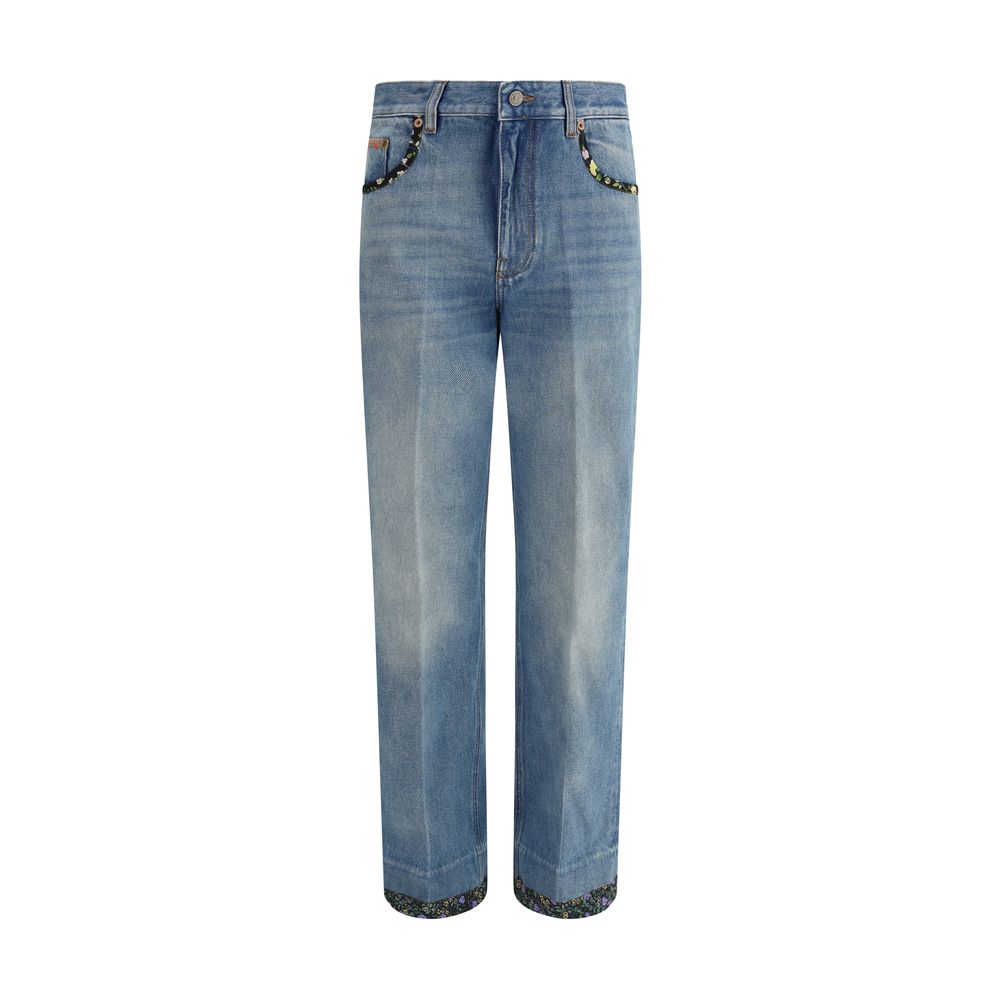 Valentino Blue Cotton Straight-Leg Jeans