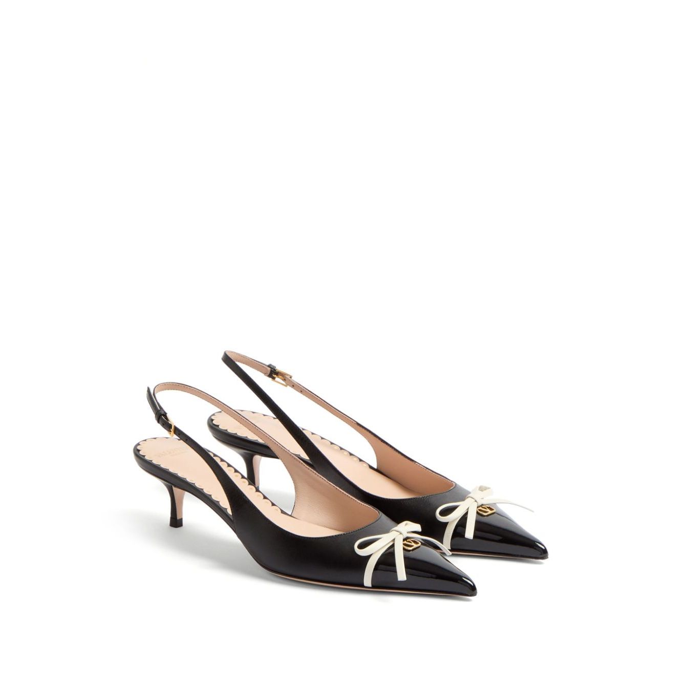 Valentino Garavani Bepointy 45mm Patent Leather and Kid Slingback Pumps