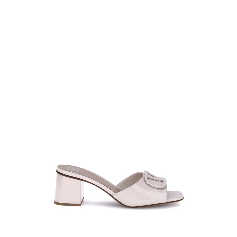 Valentino Garavani Cream Calf Leather Bos Taurus Sandals