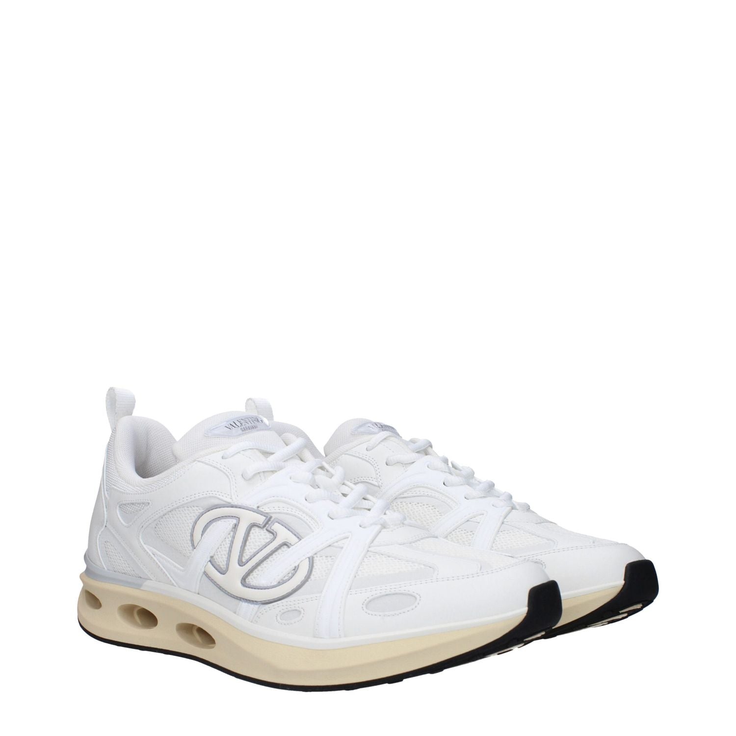 Valentino Garavani White Fabric Athletic Sneakers