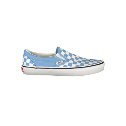 Vans Blue Polyester Sneaker classic slip-on with checked pattern and contrasting details, featuring elastic fit and logo.