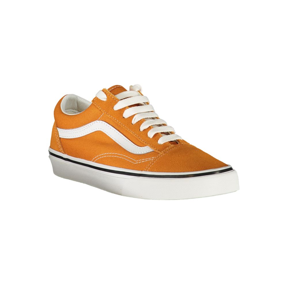 Vans Orange Polyester Sneaker, sports shoe with laces, Old Skool, contrasting details, logo visible