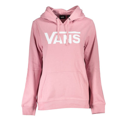 Vans Pink Cotton Women Sweater with hood and logo, ideal for streetwear and casual outfits