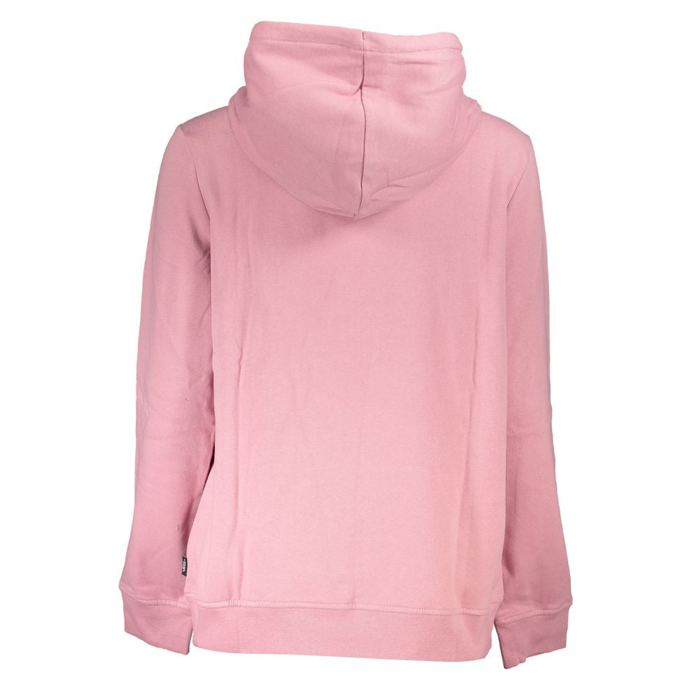 Back view of Vans Pink Cotton Women Sweater, showcasing the bold pink color and comfortable hoodie design.