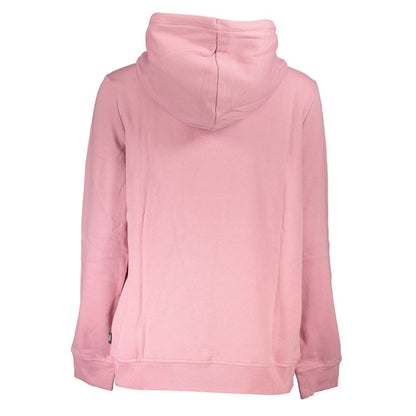 Back view of Vans Pink Cotton Women Sweater, showcasing the bold pink color and comfortable hoodie design.