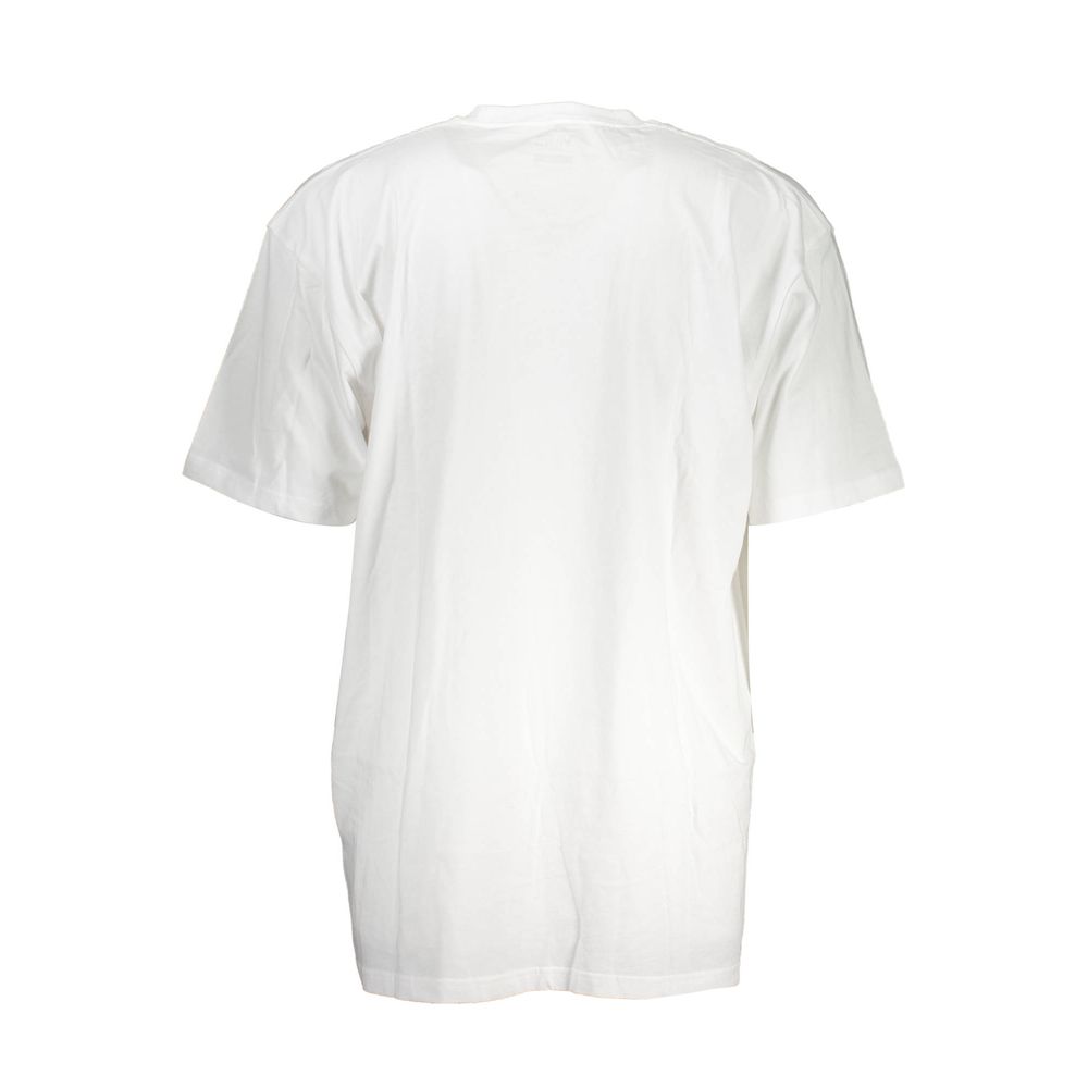 Back view of Vans White Cotton Men T-Shirt showcasing soft breathable fabric, skater-chic style, and iconic logo for everyday wear.