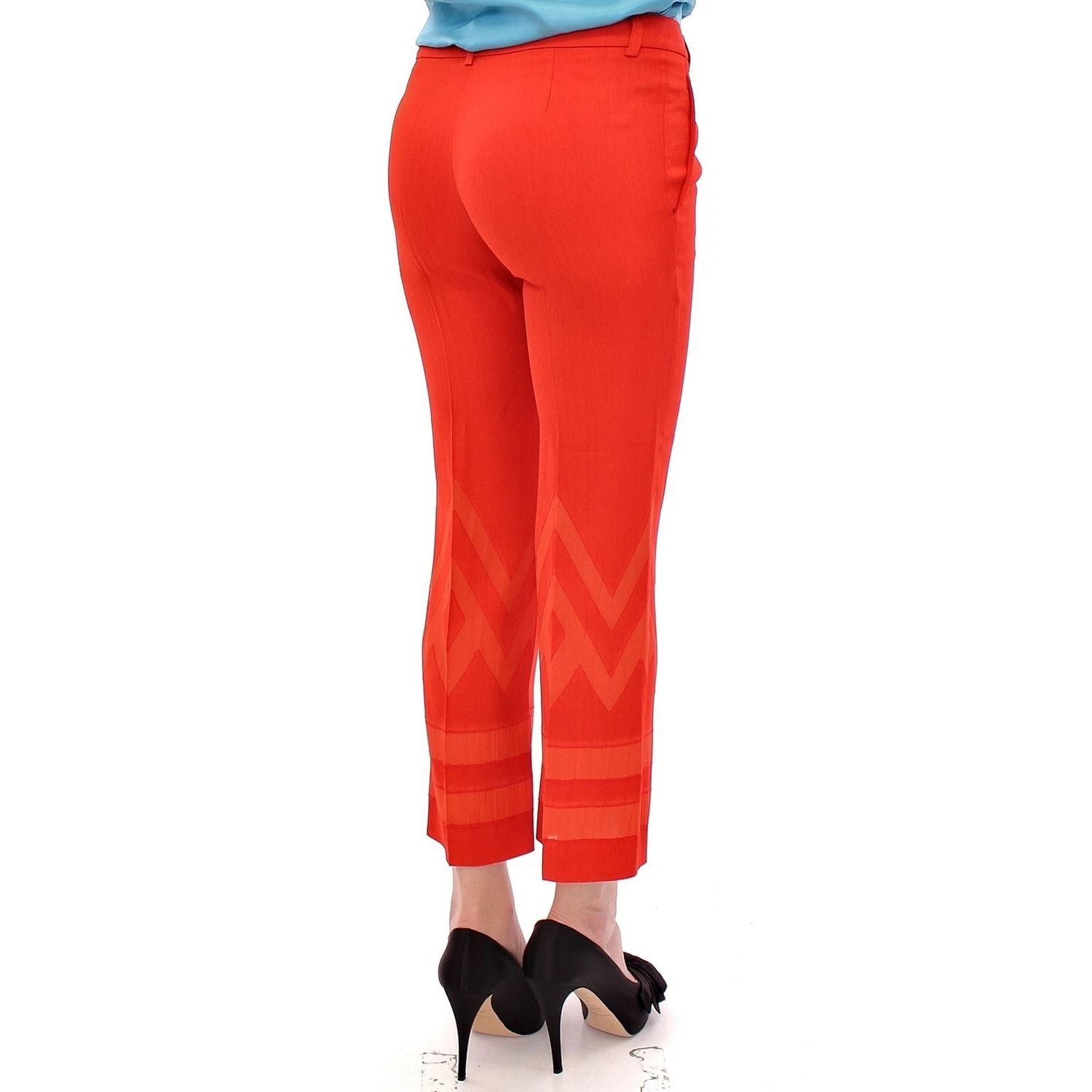 Versace Collection Red Pants Cropped 3/4 Short Nude Capri Pants