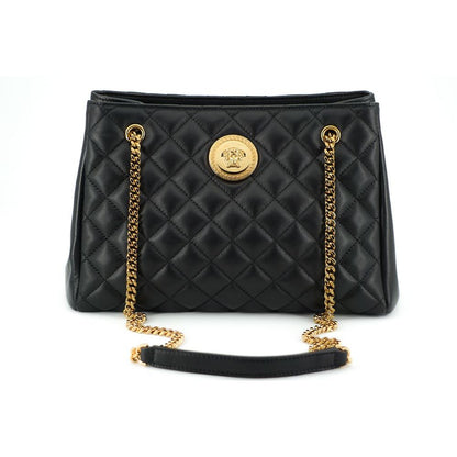 Versace Elegant Quilted Nappa Leather Tote Bag