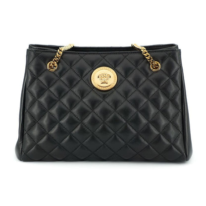 Versace Elegant Quilted Nappa Leather Tote Bag