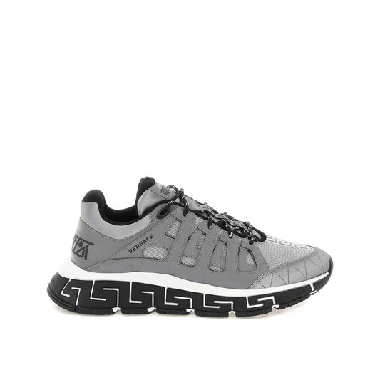Versace Silver Fabric Athletic Sneakers