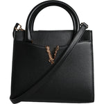 Versace Black Small Leather TopHandle Shoulder Crossbody Bag Versace Black