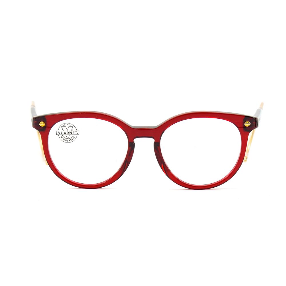 Vuarnet Red Acetate Glasses (Frames) with red frames, flexible pins, size 50/14/110mm for women. Optique Archive model VL15140004.