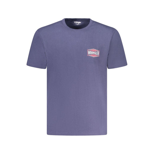 Wrangler Blue Cotton T-ShirtSHORT SLEEVE T-SHIRT, SMALL GRAPHIC TEE, CREW NECK, PRINT, LOGO