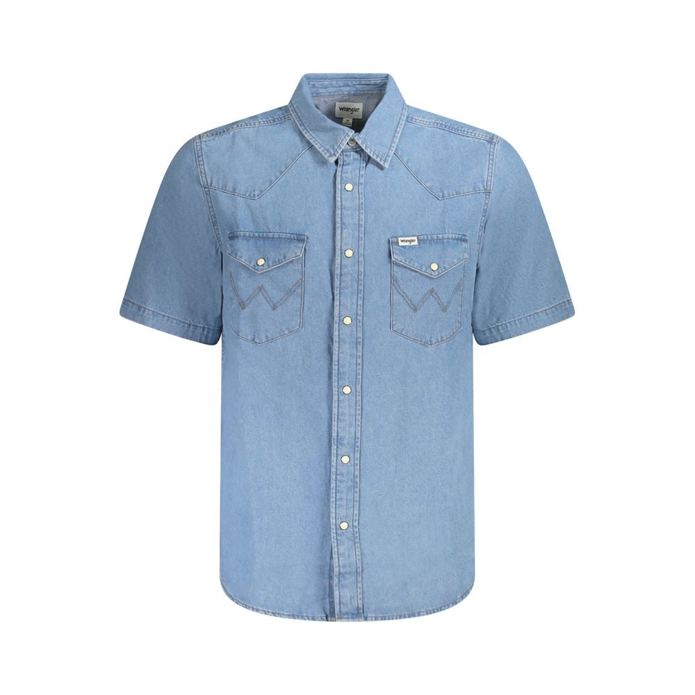 Wrangler Light Blue Cotton Men Shirt