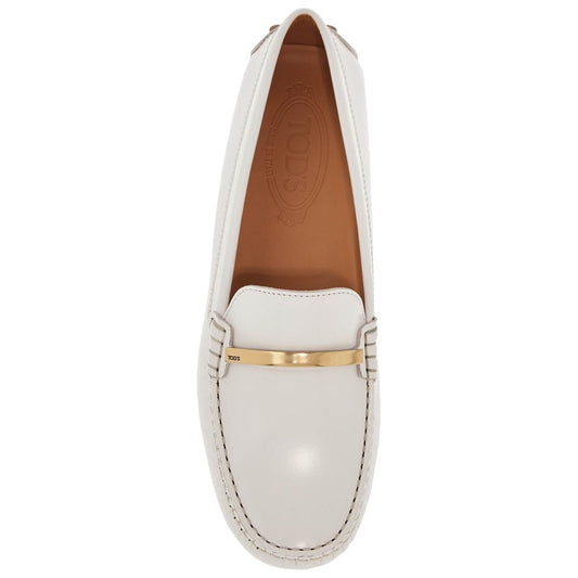 Tod'S white lime calfskin driving loafer with low heel Loafers Tod'S Light Gray
