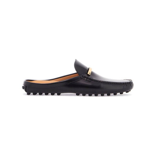 Tod'S black calfskin slip-on loafers with metallic strap and rubber sole Loafers Tod'S Dark Slate Gray