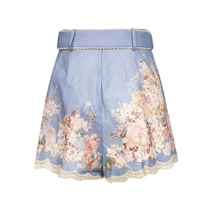 Zimmermann Floral-print belted shorts Short trousers