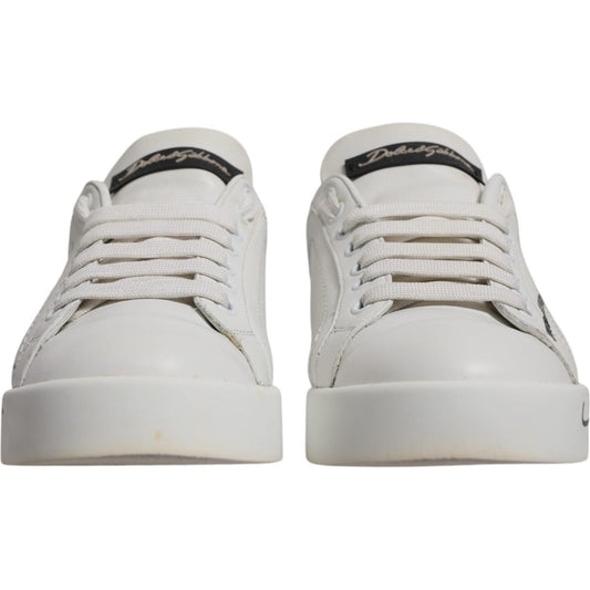 Dolce & Gabbana White Blue Logo Portofino Sneakers Shoes