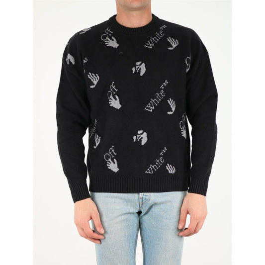 Off-White c/o Virgil Abloh All-Over Logo Crewneck Men's Sweater MAN KNITWEAR OFF-WHITE Light Gray