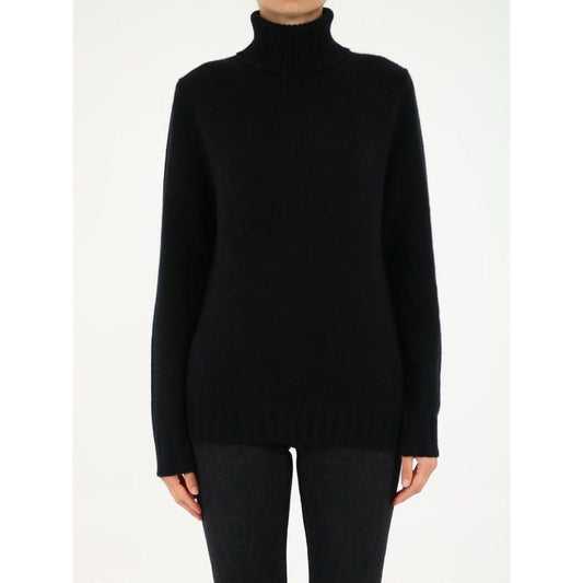 Allude Black Roll-Neck Cashmere Sweater WOMAN KNITWEAR ALLUDE White Smoke